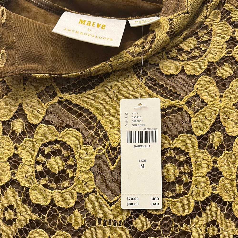NWT Anthropologie Maeve lace Blouse with button collar - Picture 3 of 4